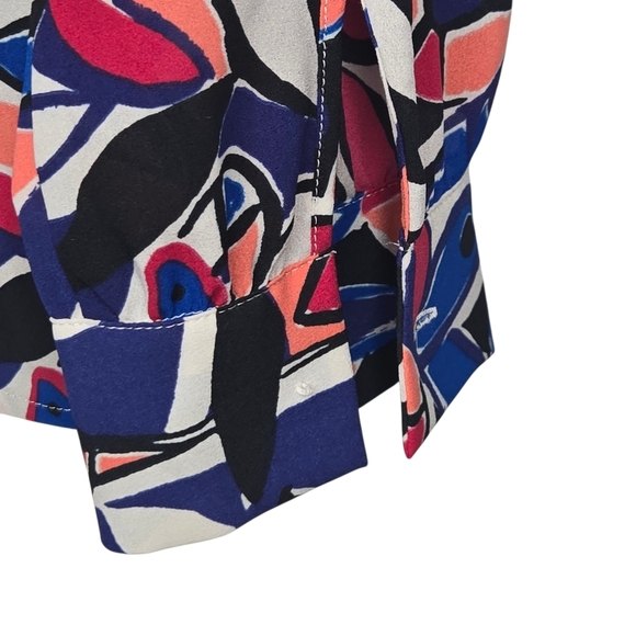 J Crew Women Colorful Butterfly Peace Print Boat Neck Blouse Size Small - Picture 7 of 8